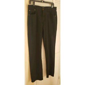 NWT BEBE BLACK DENIM BACK POCKETS CRYSTAL LOGO STRAIGHT LEGS JEANS SZ 12/31